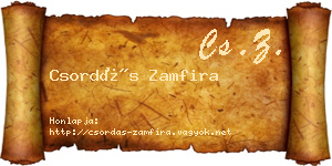 Csordás Zamfira névjegykártya